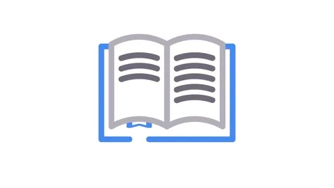 Book icon featuring a blue border, symbolizing literature or reading. Stock Footage 334998416