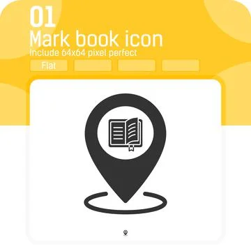 Book icon with map pointer sign with flat style isolated on white background イラスト素材