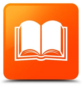 Book icon orange square button 스톡 일러스트
