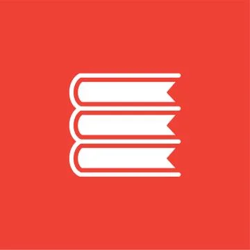 Book Icon On Red Background. Red Flat Style Vector Illustration. Stock Illustration