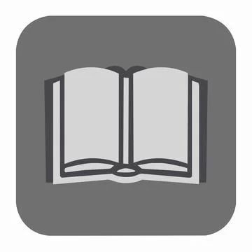 Book icon on a rounded square button, vector illustration. Flat design styl.. Stock-Illustration