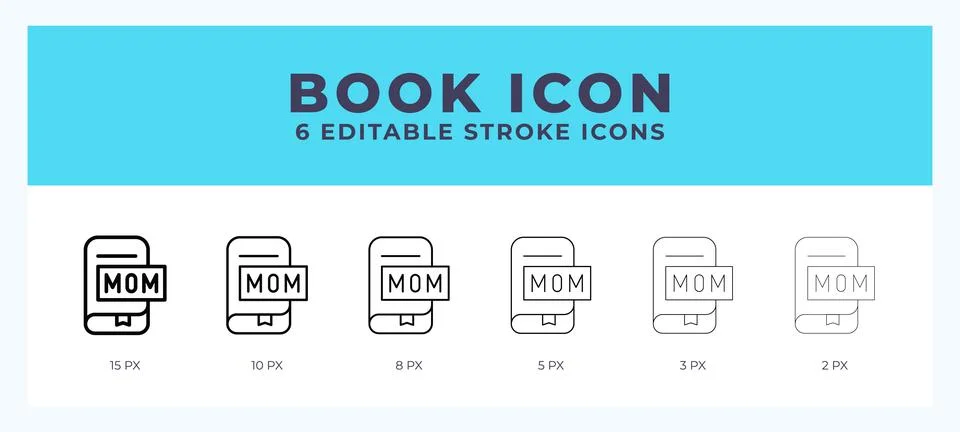 Book icon set with different stroke. Design elements for logo. Vector illus.. Stock Illustration