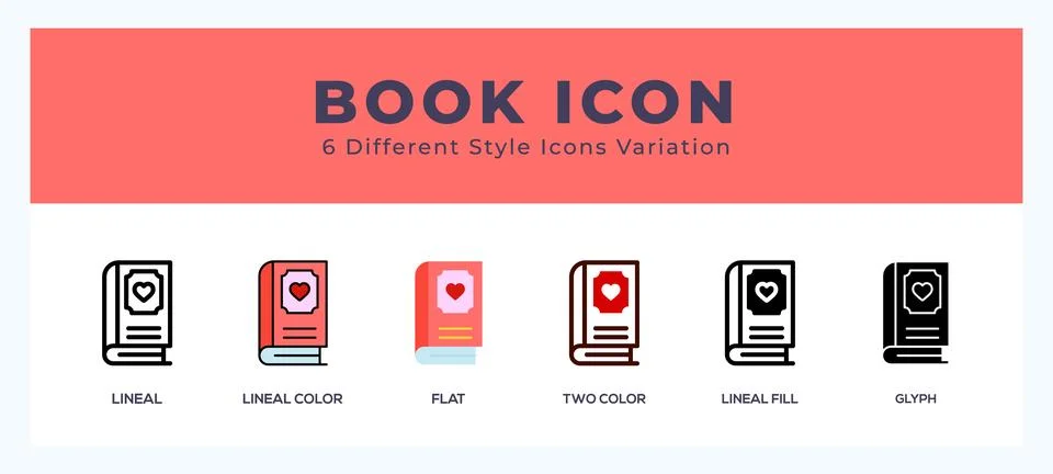 Book icon set with different styles. Design elements for logo. Vector illus.. イラスト素材