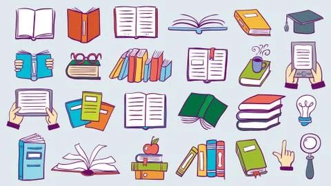 Book icon set in thin line style Stock-Illustration