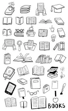 Book icon set in thin line style Stock Illustration