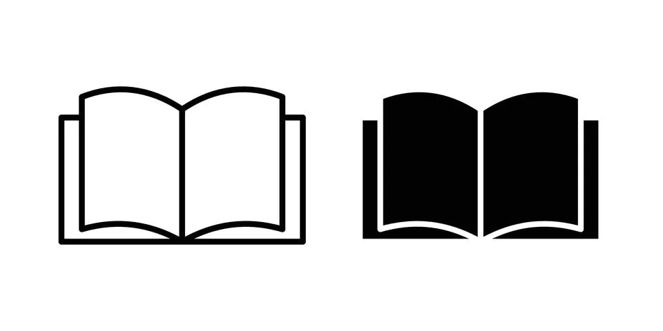 Book icon solid, line, and editable vector set. 스톡 일러스트