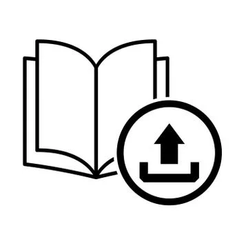 Book icon, upload open education textbook, library vector illustration  symbo Stock Illustration