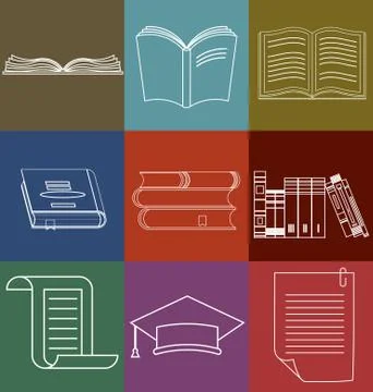 Book Icons Set, Document and Paper signs - Vector illustration l Stock Illustration