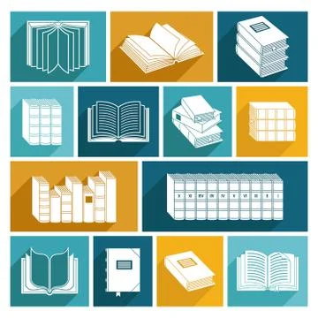 Book Icons Set Illustrazione stock