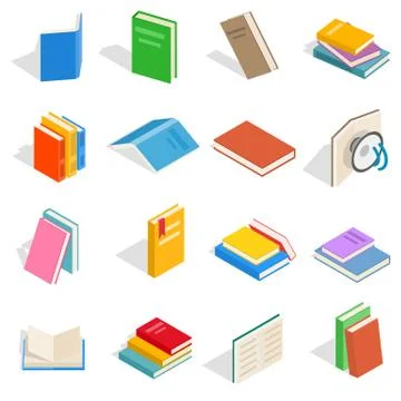 Book icons set, isometric 3d style 스톡 일러스트
