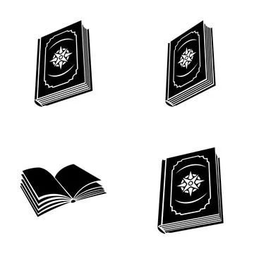 Book icons set with magic compass symbol Stock Illustration