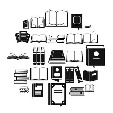 Book icons set, simple style 스톡 일러스트