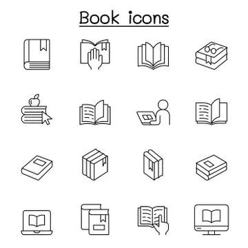 Book icons set in thin line style Illustrazione stock