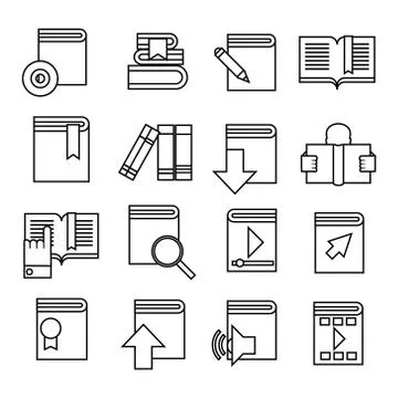 Book icons set. Trendy flat style for graphic design, web-site. Stock Vector Stock Illustration