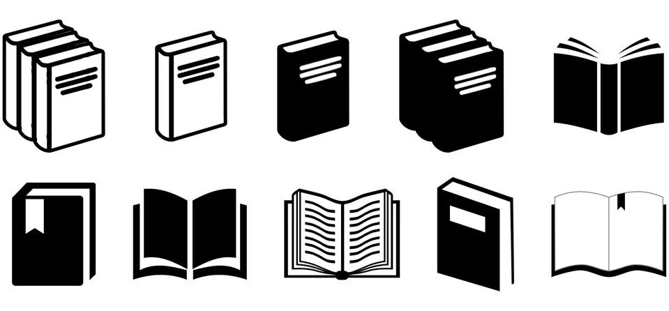 Book Icons Set Vector Stock Illustration