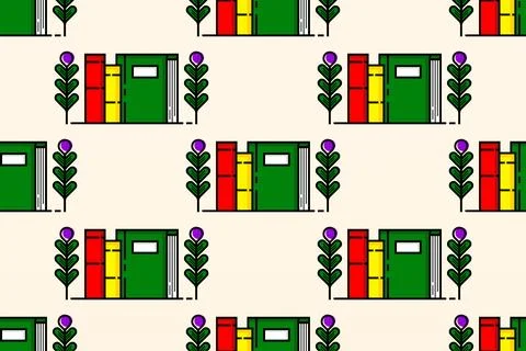 Book illuistration seamless pattern background Stock Illustration