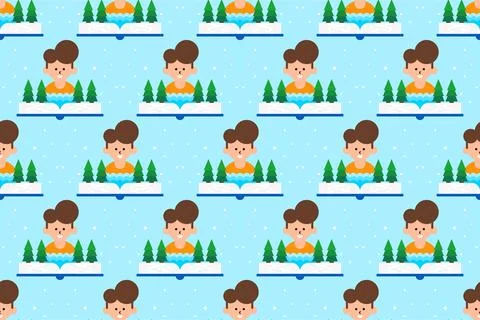 Book illuistration seamless pattern background Stock Illustration