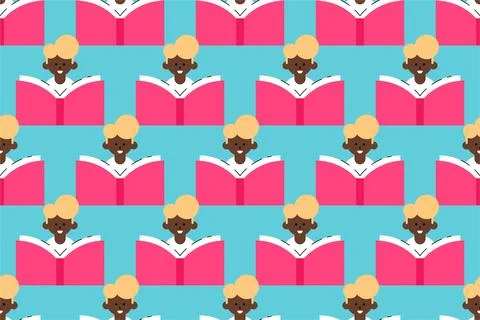 Book illuistration seamless pattern background Stock Illustration