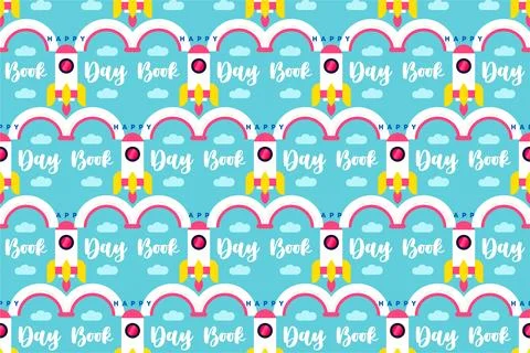 Book illuistration seamless pattern background Stock Illustration