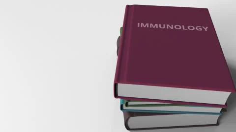 Book with IMMUNOLOGY title. 3D rendering Illustrazione stock