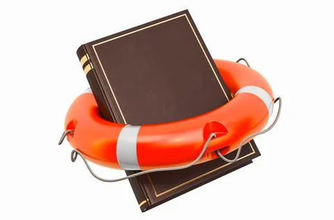 Book inside lifebelt, 3D rendering Stock Illustration