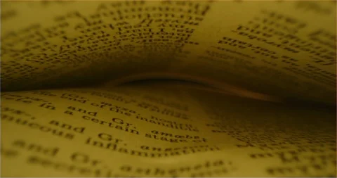 Book from inside, macro shot of text in a book Vídeo Stock 126266686