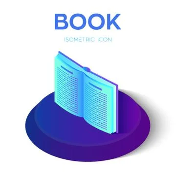 Book isometric icon. Open Book isolated on white background for learning or r Stock Illustration