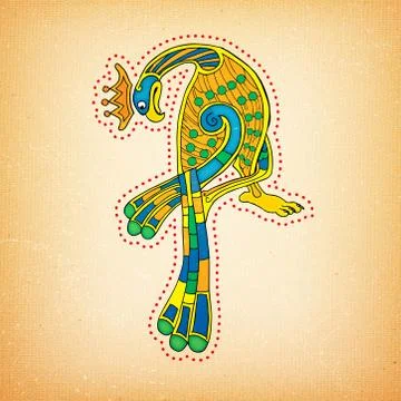 Book of Kells Bird Stock Illustration