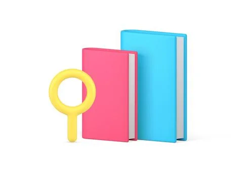Book knowledge educational information searching with magnifying glass 3d i.. Stock Illustration
