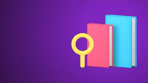 Book knowledge educational information searching with magnifying glass 3d ico Stock Illustration