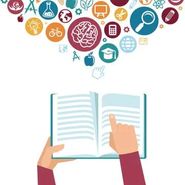Book knowledge hand studying open learn illustration イラスト素材