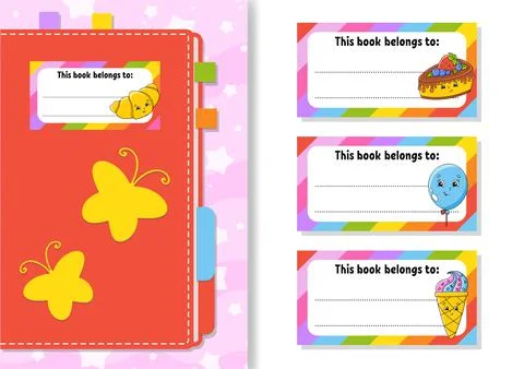 Book label stickers for kids. The rectangular shape. Isolated color vector il イラスト素材