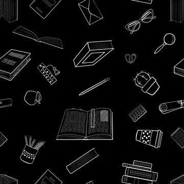Book large book pattern white on black Stock Illustration