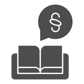 Book of law solid icon. Open pocketbook of human rights and rules. Jurisprudence Stock Illustration