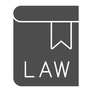 Book with laws solid icon. Lawyer pocketbook with bookmark. Jurisprudence vector Stock Illustration