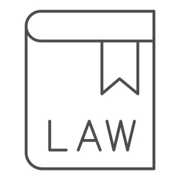 Book with laws thin line icon. Lawyer pocketbook with bookmark. Jurisprudence Stock Illustration
