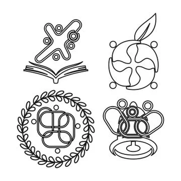 Book leaf bell Commitment Teamwork Together Outline Logo 스톡 일러스트