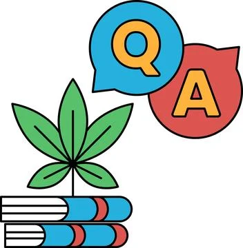 A book with a leaf on top of it and a Q and A sign below it Stock Illustration