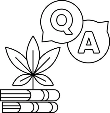 A book with a leaf on top of it and a Q and A sign below it Stock Illustration