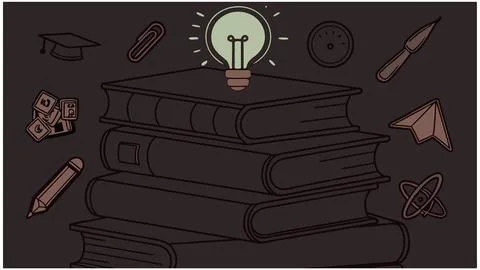 Book learning concept with lightbulb idea for education and knowledge Stock Illustration