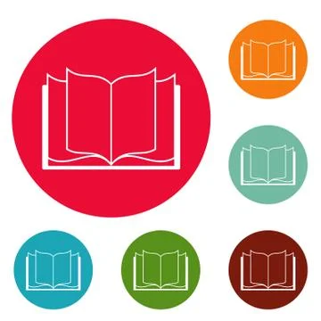 Book learning icons circle set vector Stock Illustration