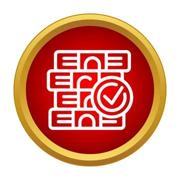 Book library collection verification icon checkmark Stock Illustration