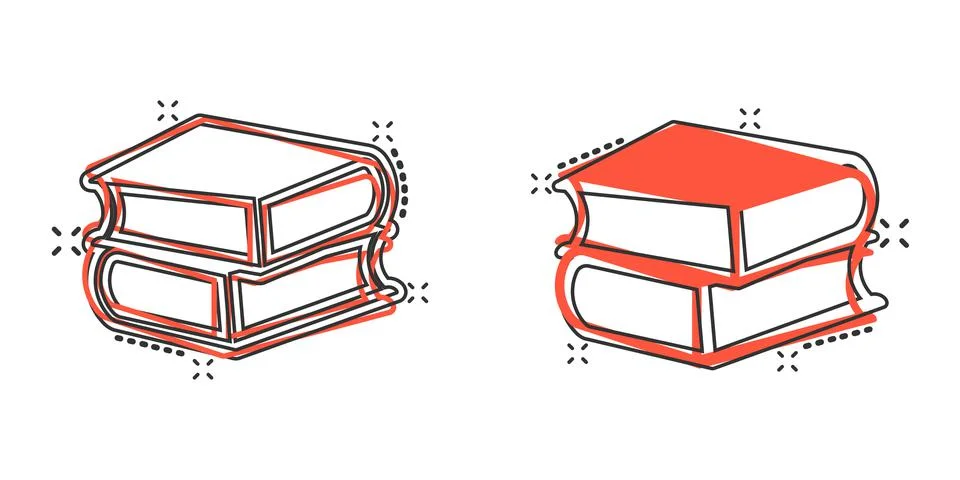 Book library icon in comic style. Encyclopedia cartoon vector illustration on Stock Illustration