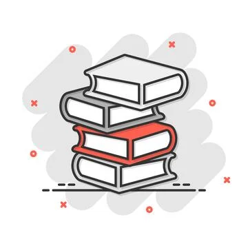 Book library icon in comic style. Encyclopedia cartoon vector illustration .. Stock Illustration