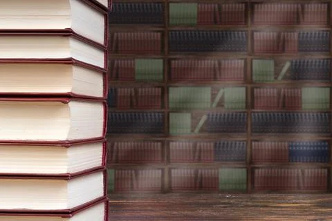 Book in library with open textbook,education learning concept. Stock Photos