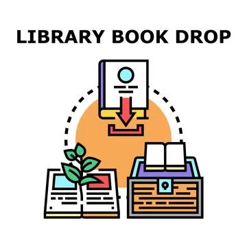 Book library return drop service concept Stock Illustration