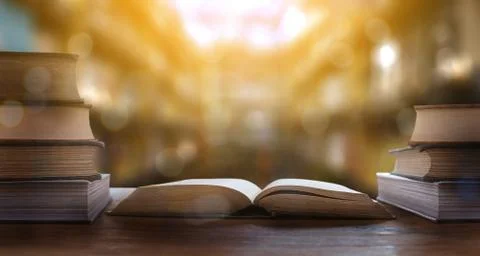 Book the library room learning Book stack Education back to school concept Foto stock