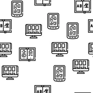 Book Library Shop Vector Seamless Pattern Stock Illustration