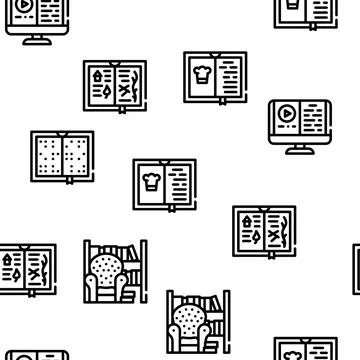 Book Library Shop Vector Seamless Pattern Illustrazione stock