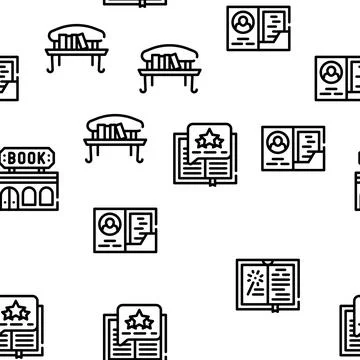 Book Library Shop Vector Seamless Pattern Stock Illustration